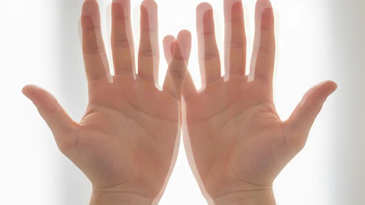 visualisasi tangan berbayang akibat mata diplopia