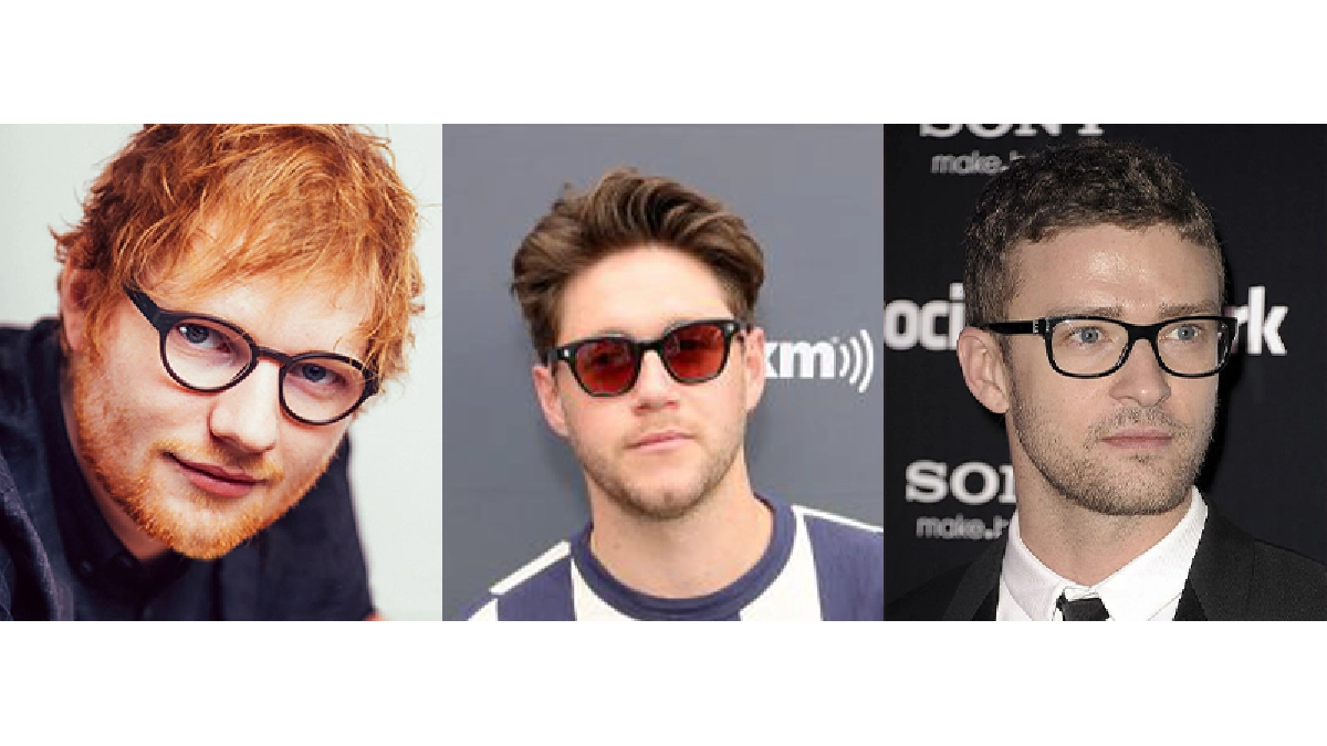 gambar musisi internasional ed sheeran, niall horan dan justin timberlake yang memiliki wajah bulat