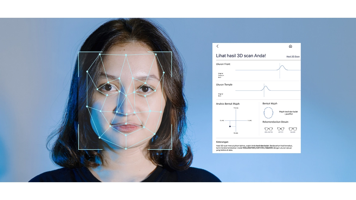 hasil pengukuran 3d facescan viuum pada seorang wanita yang memiliki wajah bulat